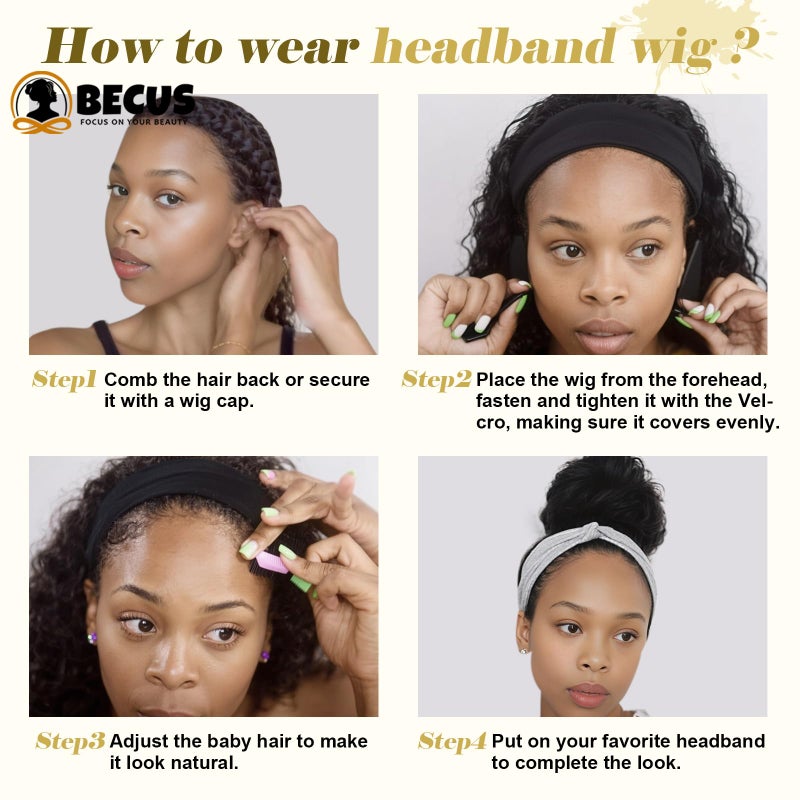 BECUS Platinum Blonde Headband Wig for Black Women Body Wavy No Glue Wear Natural Hairline Synthetic Wig for Halloween Cosplay Party 22 Inch - Image 3